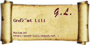 Gnámt Lili névjegykártya
